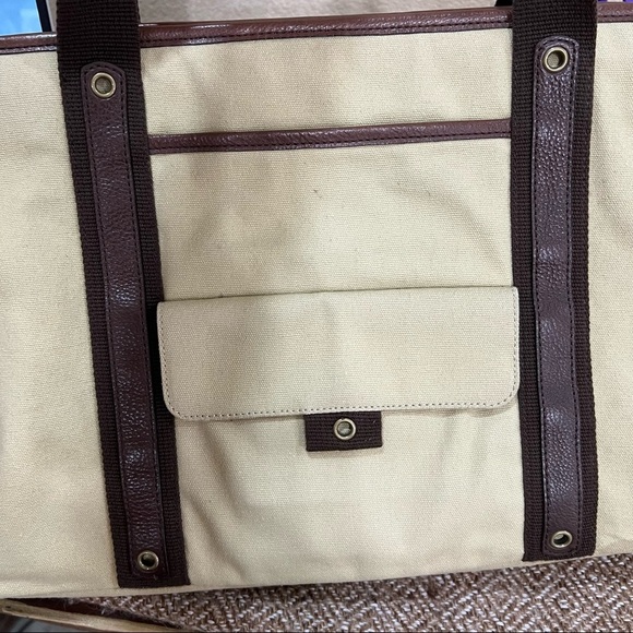 Eddie Bauer Cavas Tote Bag Large Carry On Bag 18W*20*H*6D Travel Airport Laptop - Picture 4 of 13